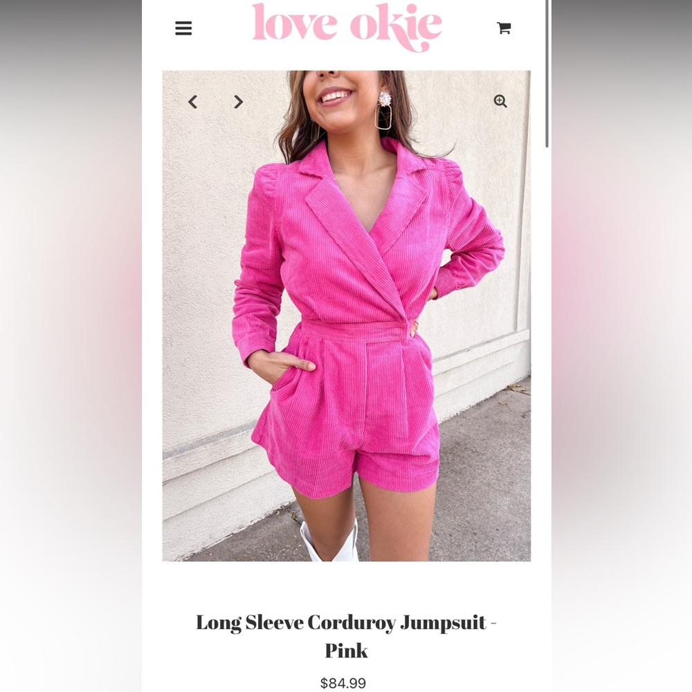 Hot Pink Corduroy Romper